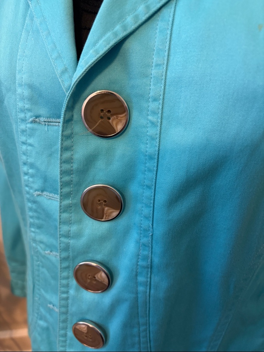Light Blue Button-Front Blazer Jacket - Picture 2 of 5